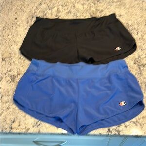 Champion Women's Athletic Shorts in Black and Blue 2 pairs